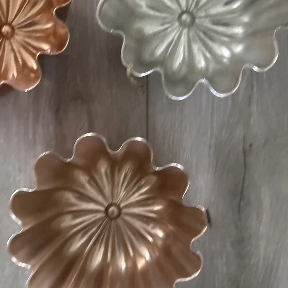 3 Copper Clad Toned 3 1/2 Cups Daisy Fluted Decorative‎ Jello Mold or Pan
